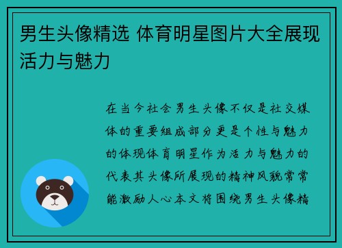 男生头像精选 体育明星图片大全展现活力与魅力